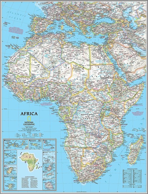 Classic Africa Map Wall Mural Self Adhesive Wallpaper In Various