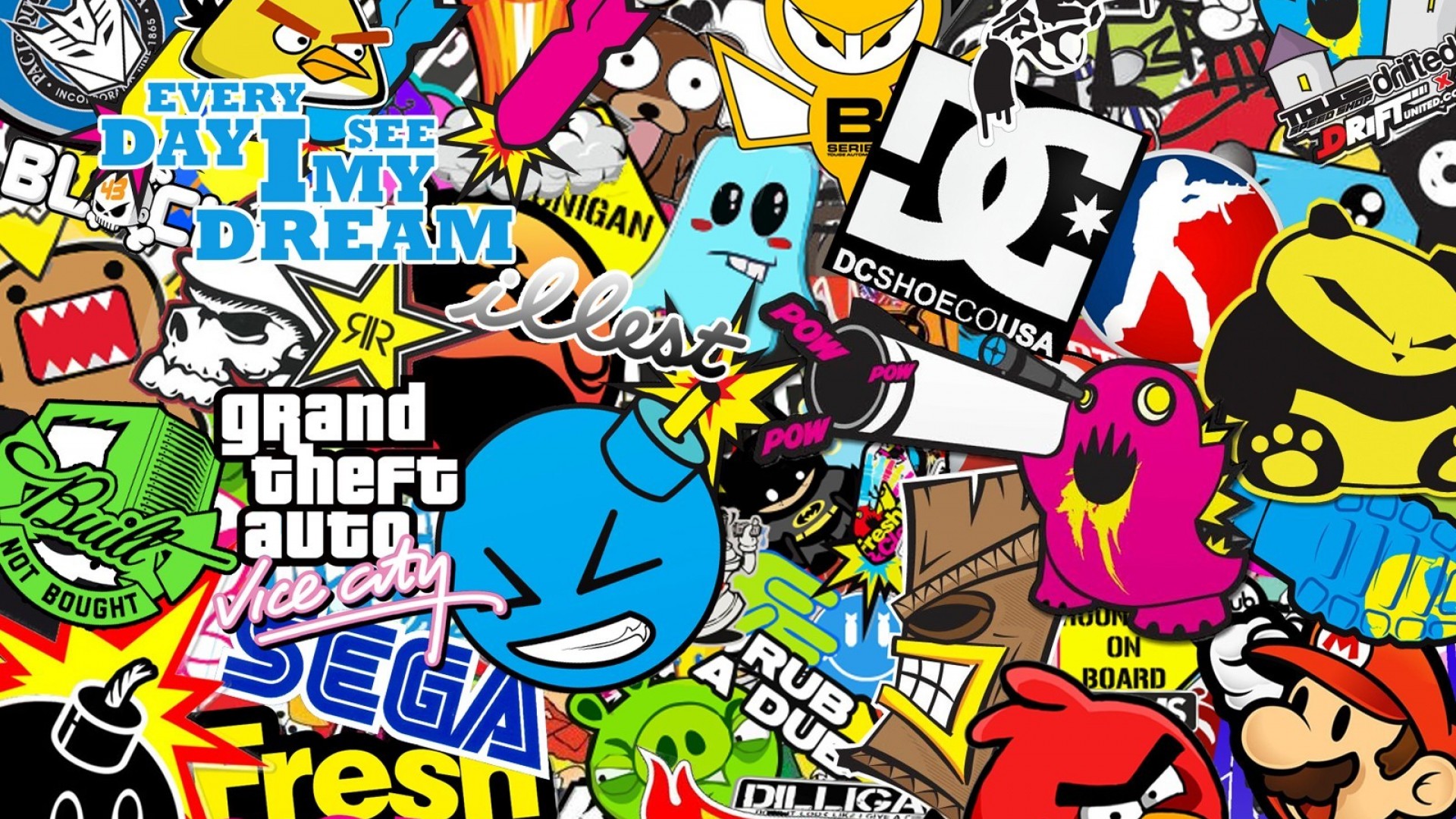 Vibrant Sticker Bomb Hd Wallpaper Collection