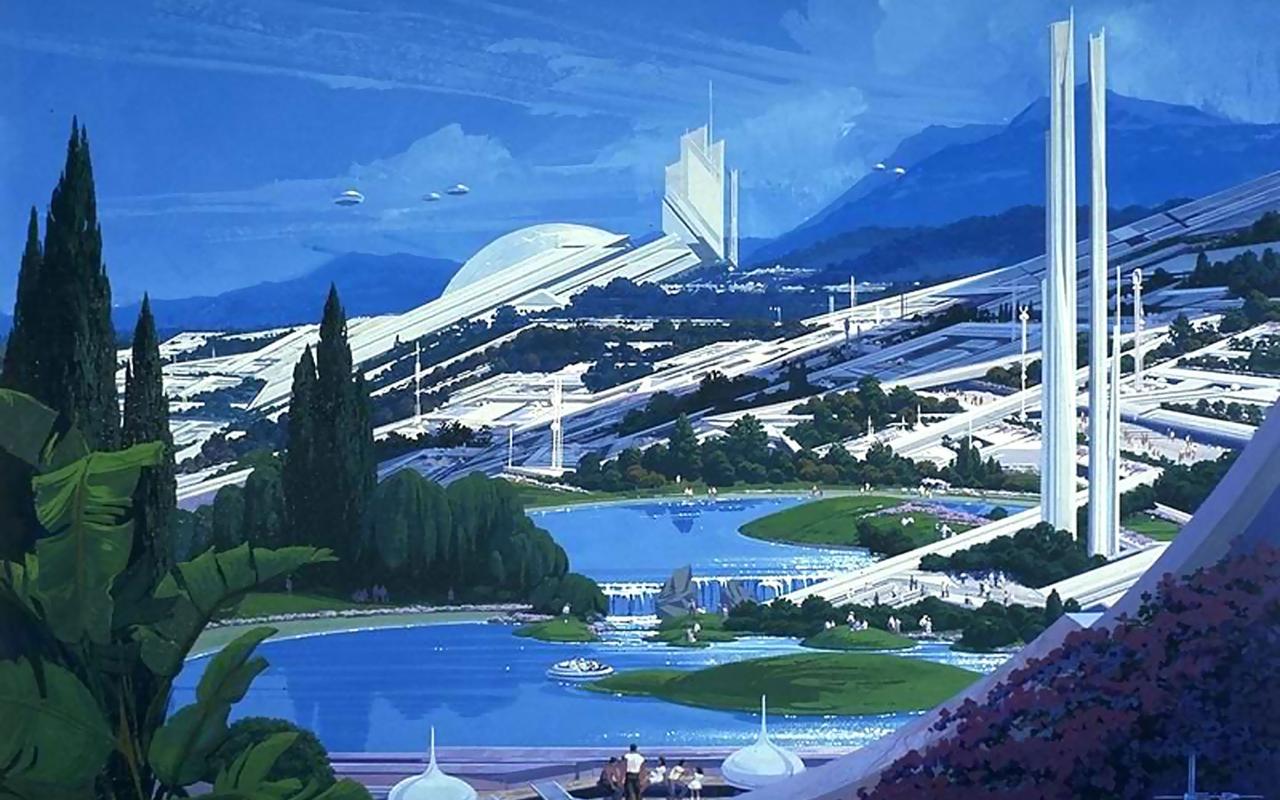 Futuristic Artwork Syd Mead Future Cities Wallpaper
