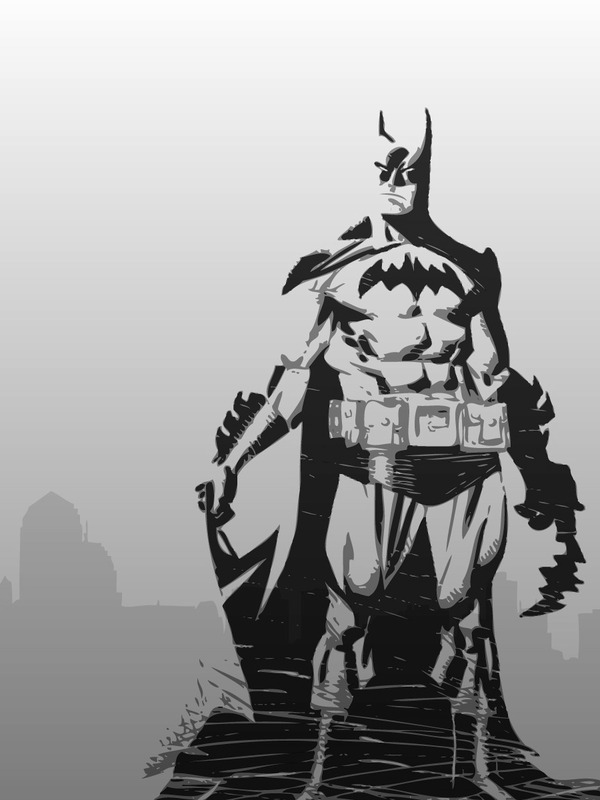 Muscled Grayscale Batman Screensaver For Amazon Kindle