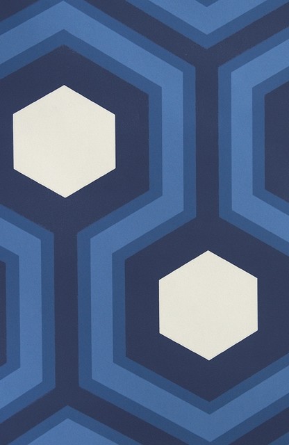 Hicks Grand Hexagon Wallpaper Blue Contemporary By
