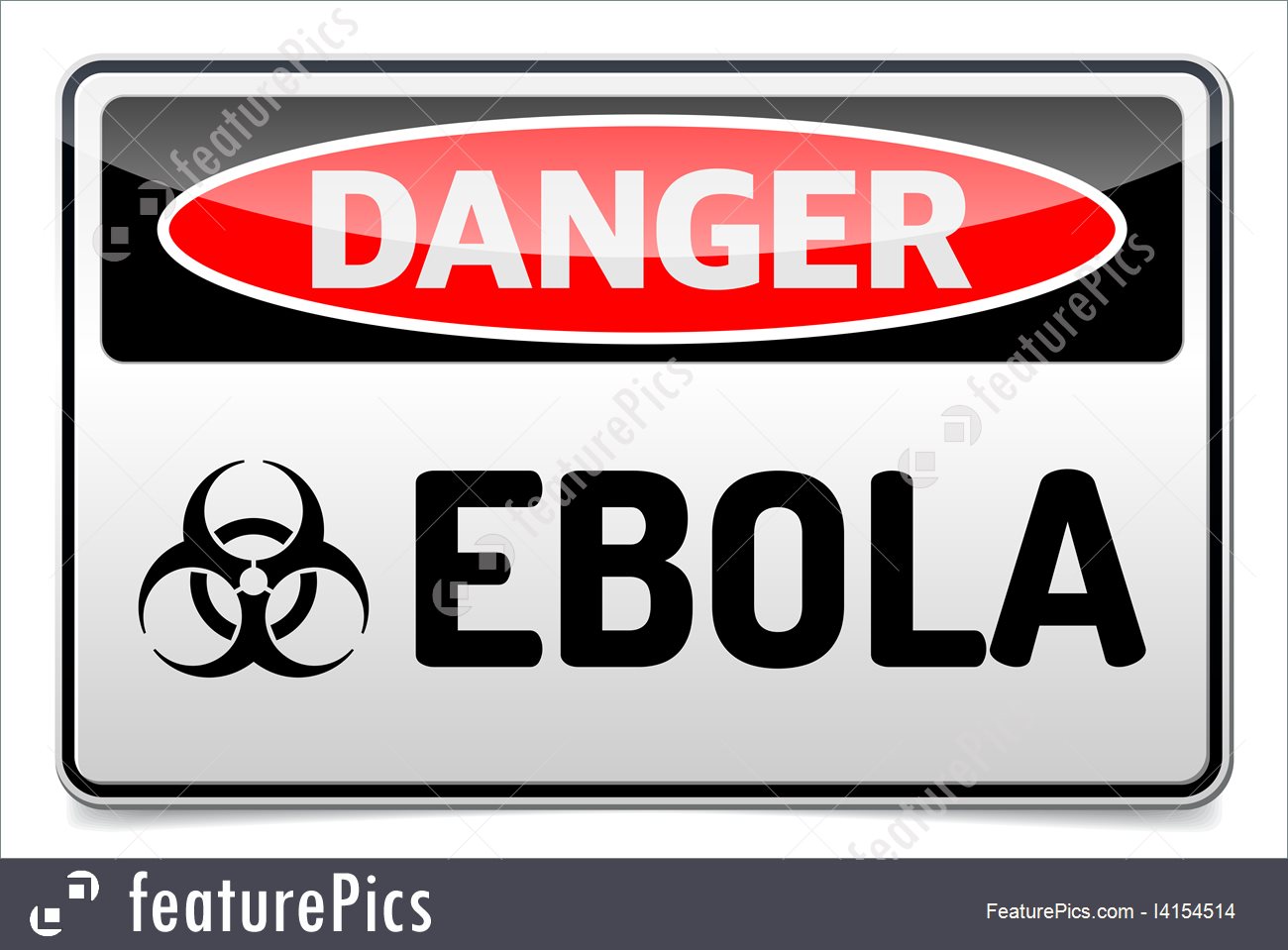 Ebola Virus Danger Sign With Reflect And Shadow On White Background