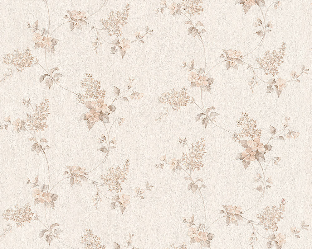 A S Cr Ation Wallpaper Cottage Flowers Brown Cream White