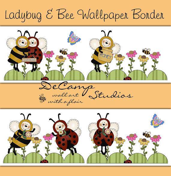 Ladybug Bumble Bee Wallpaper Border Wall Decals Baby Girl Nursery Kids