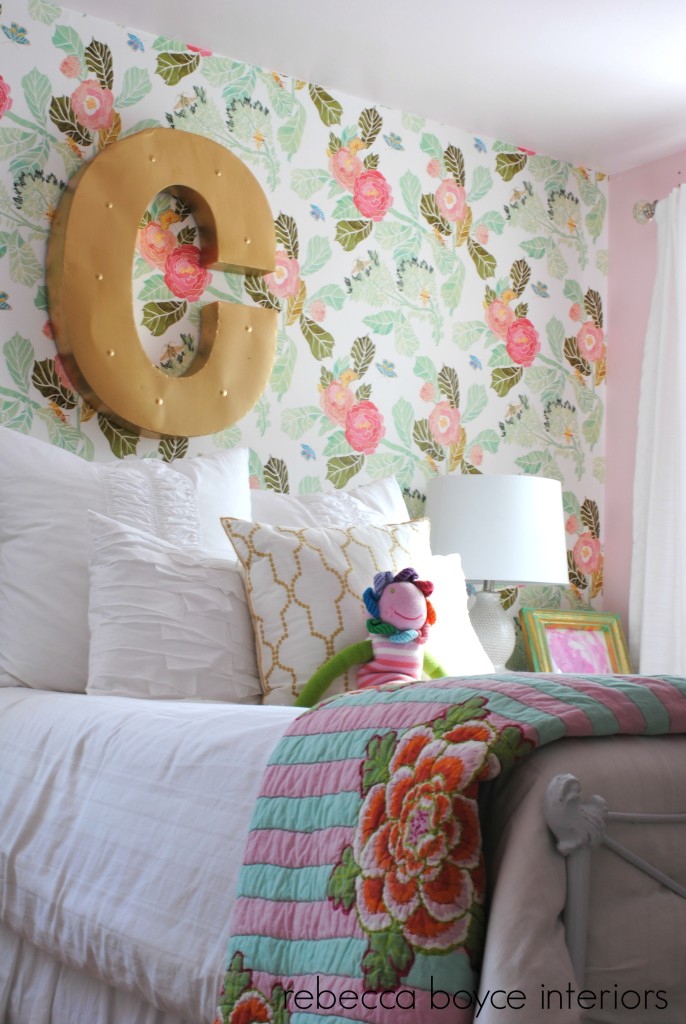 Big Girl Room With Watercolor Peony Wallpaper Project Nursery