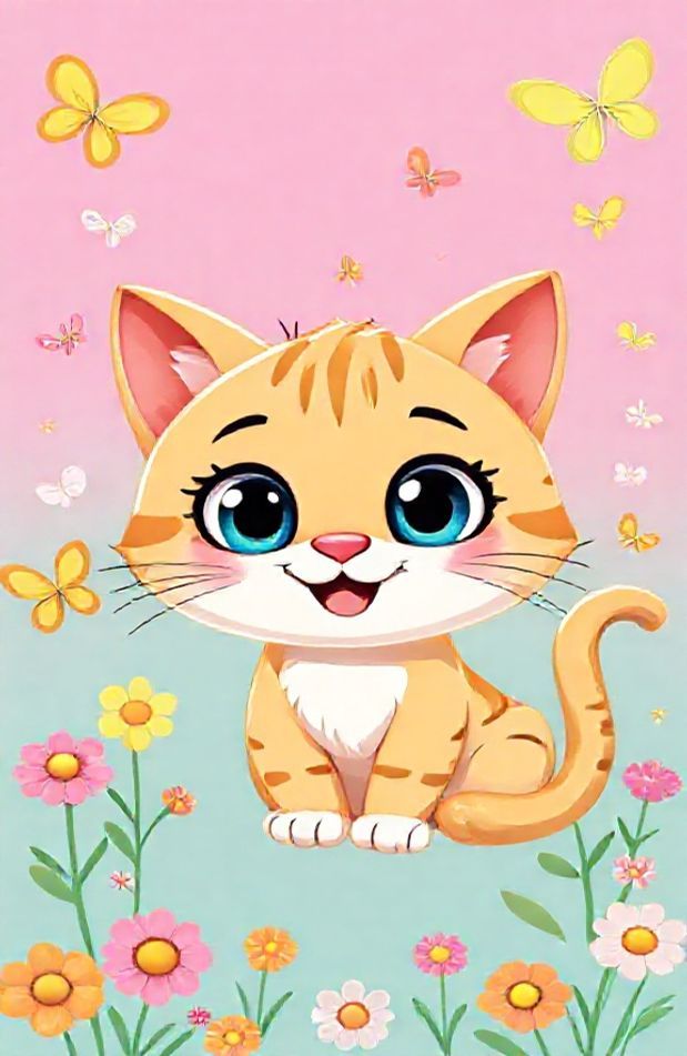Cute Cartoon Cat Wallpaper