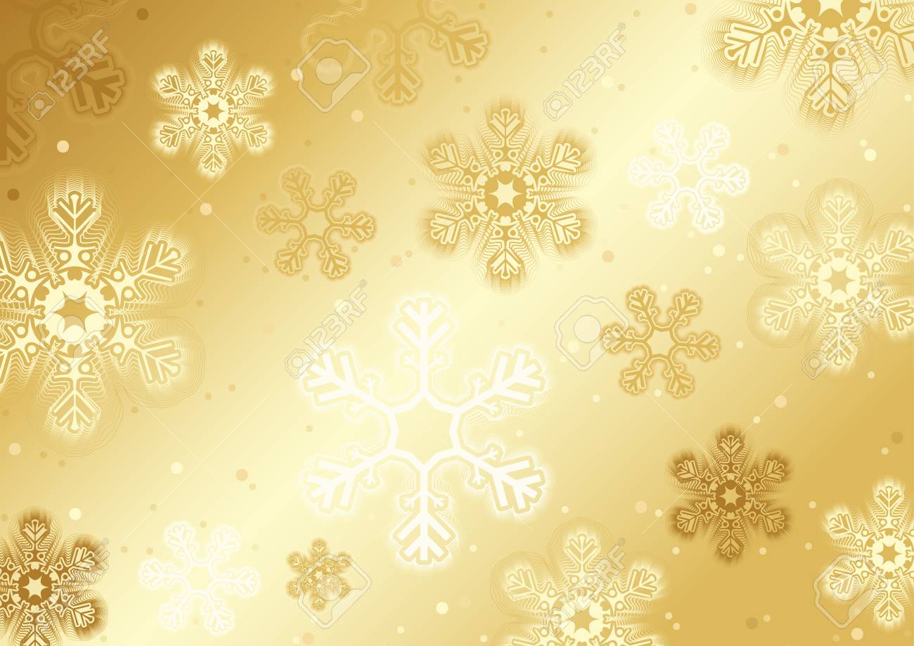Gold Christmas Snowflakes Background Abstract Effective