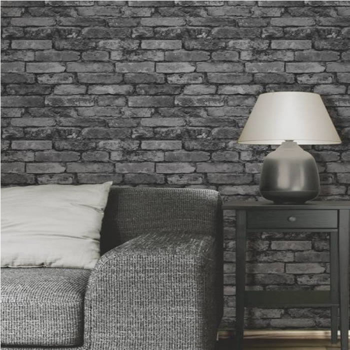 Rustic Silver Brick Wallpaper Industrial Looking Loft Living