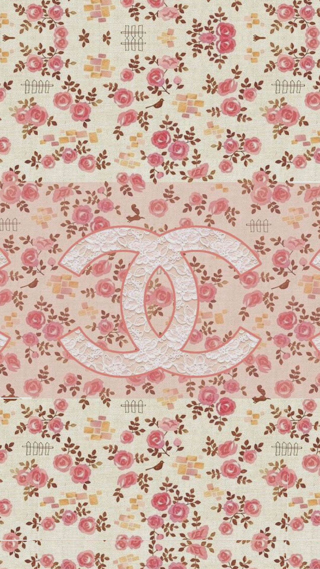 Coco Chanel Flowers Pattern Logo iPhone Wallpaper