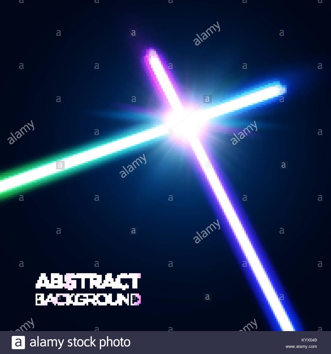 Abstract Background With Two Crossed Light Neon Swords Fight Stock
