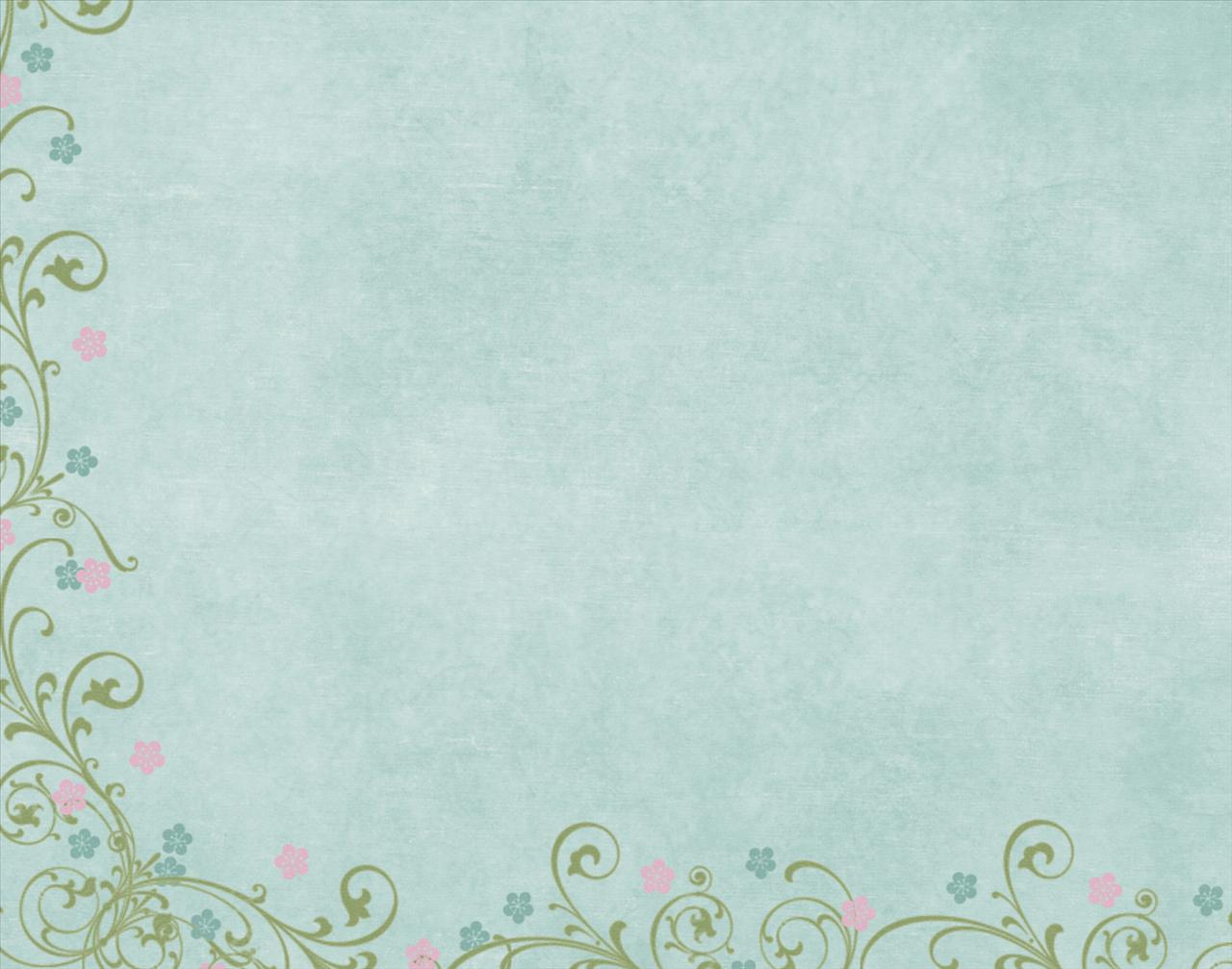 Flower Scroll Blue Background For Powerpoint