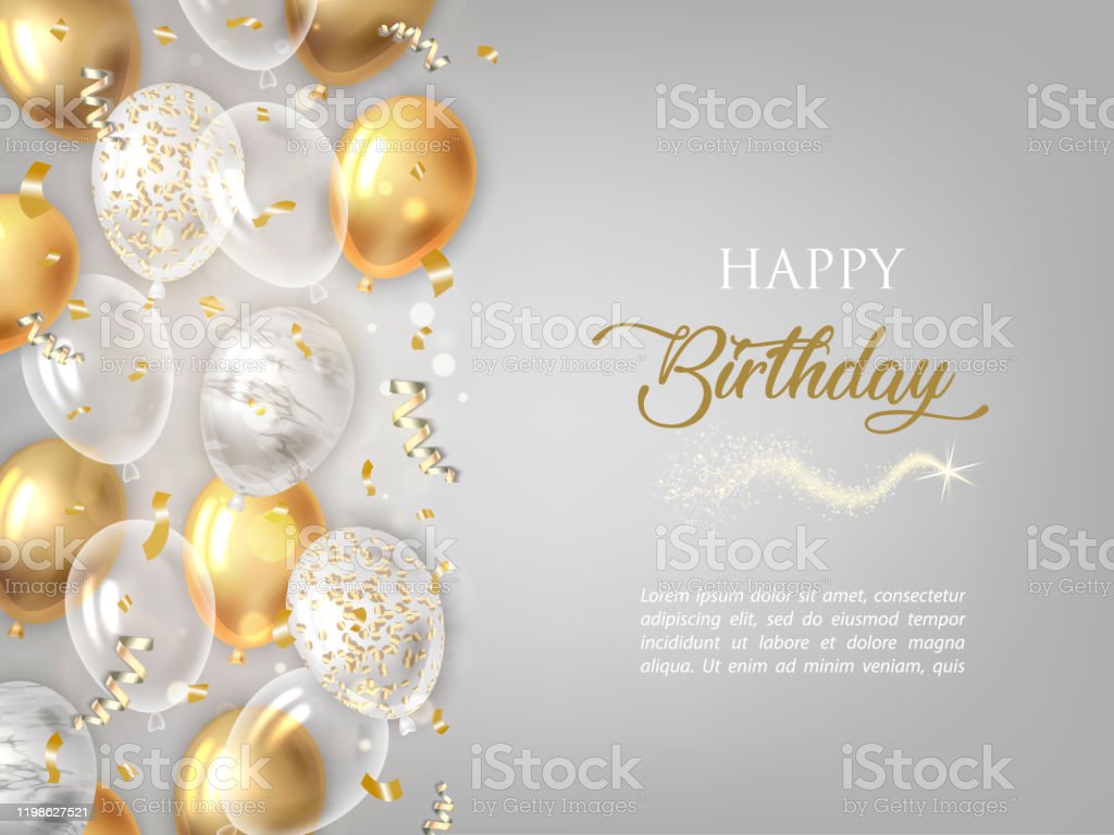 Happy BirtHDay Background With Golden Balloons Stock Illustration