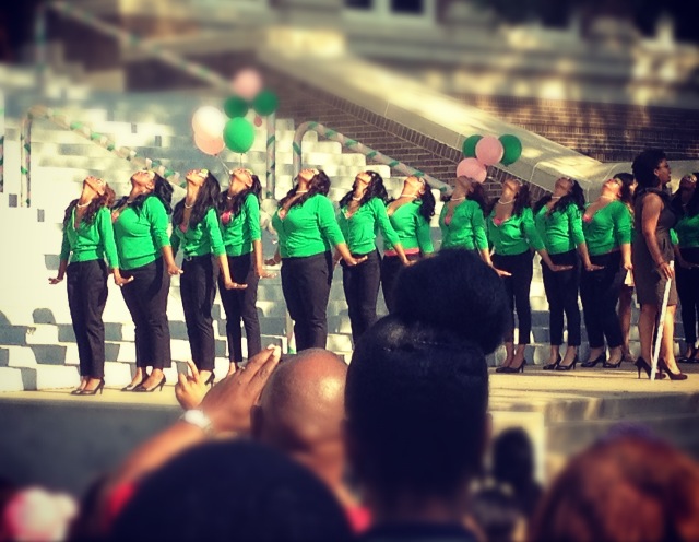 Alpha Kappa Sorority As They Unmask A Line Of New Members On