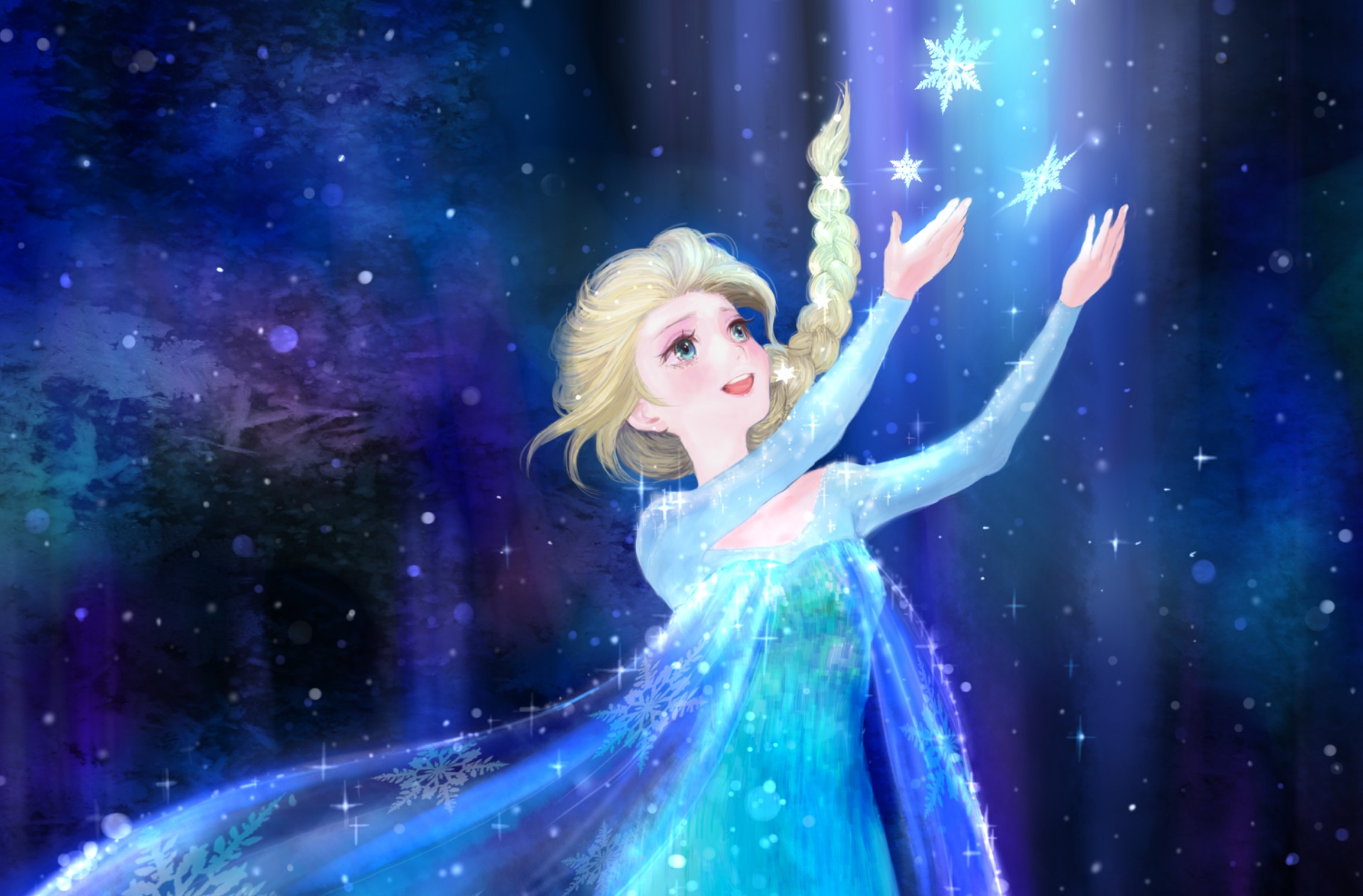 Cold Heart Frozen Elsa Girl Snow Snowflakes Art Wallpaper
