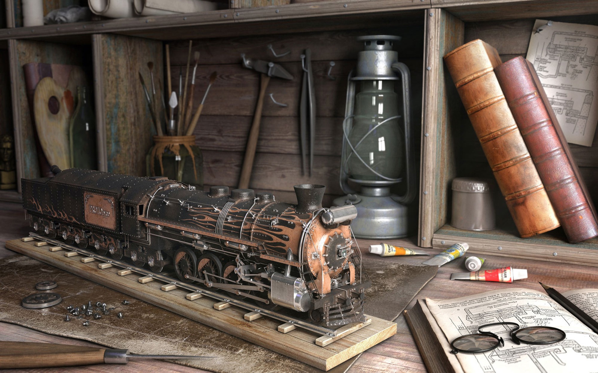 Steam Engine Wallpaper Digital Art