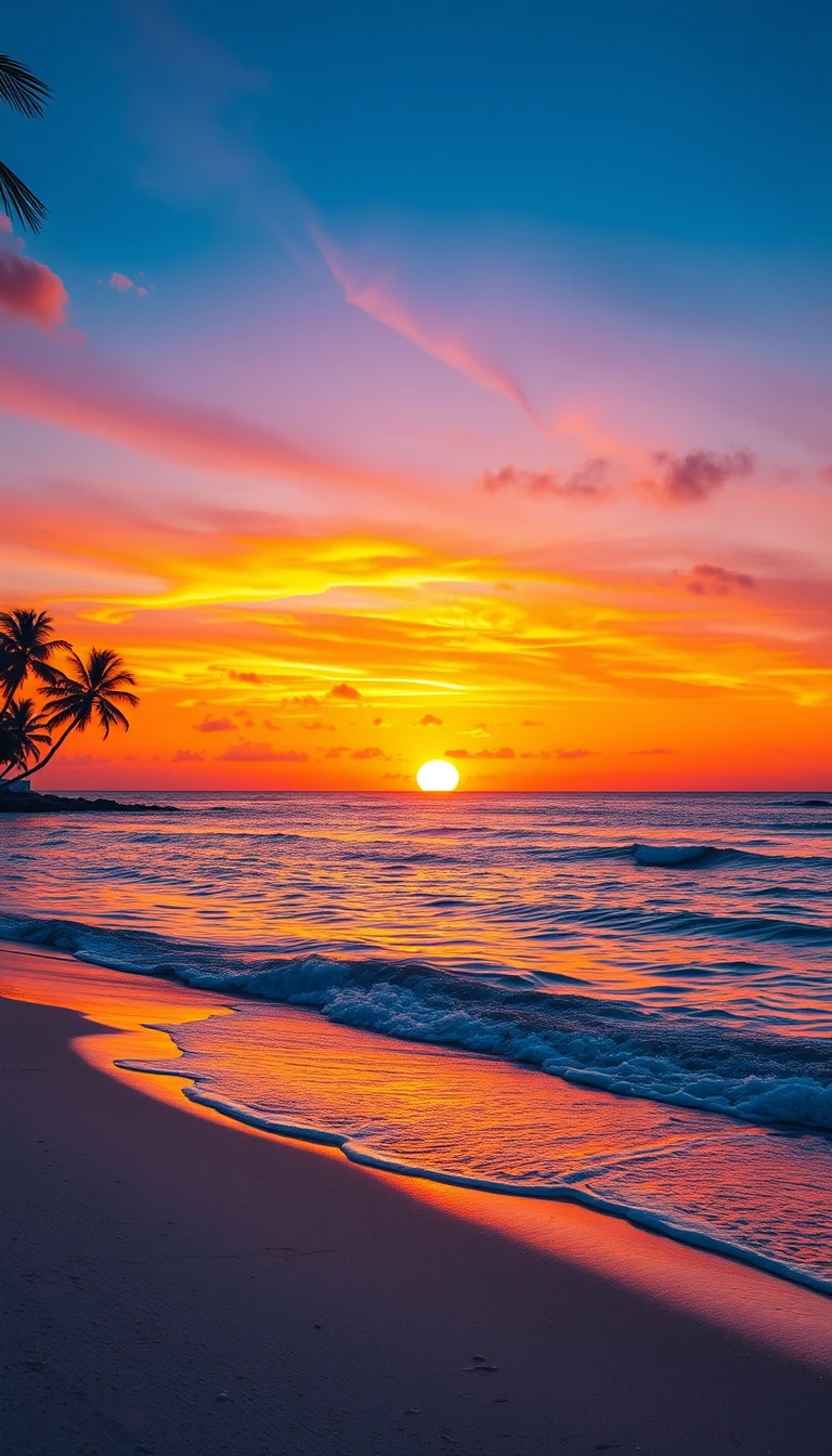 Tropical Beach Sunset Wallpaper