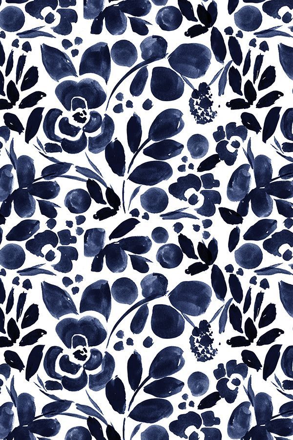 Navy Floral By Crystal Wallpaper