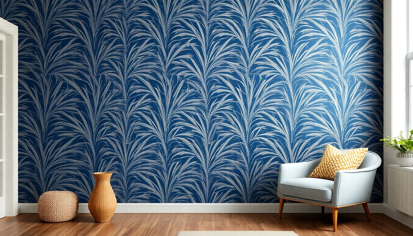Navy Seagrass Wallpaper
