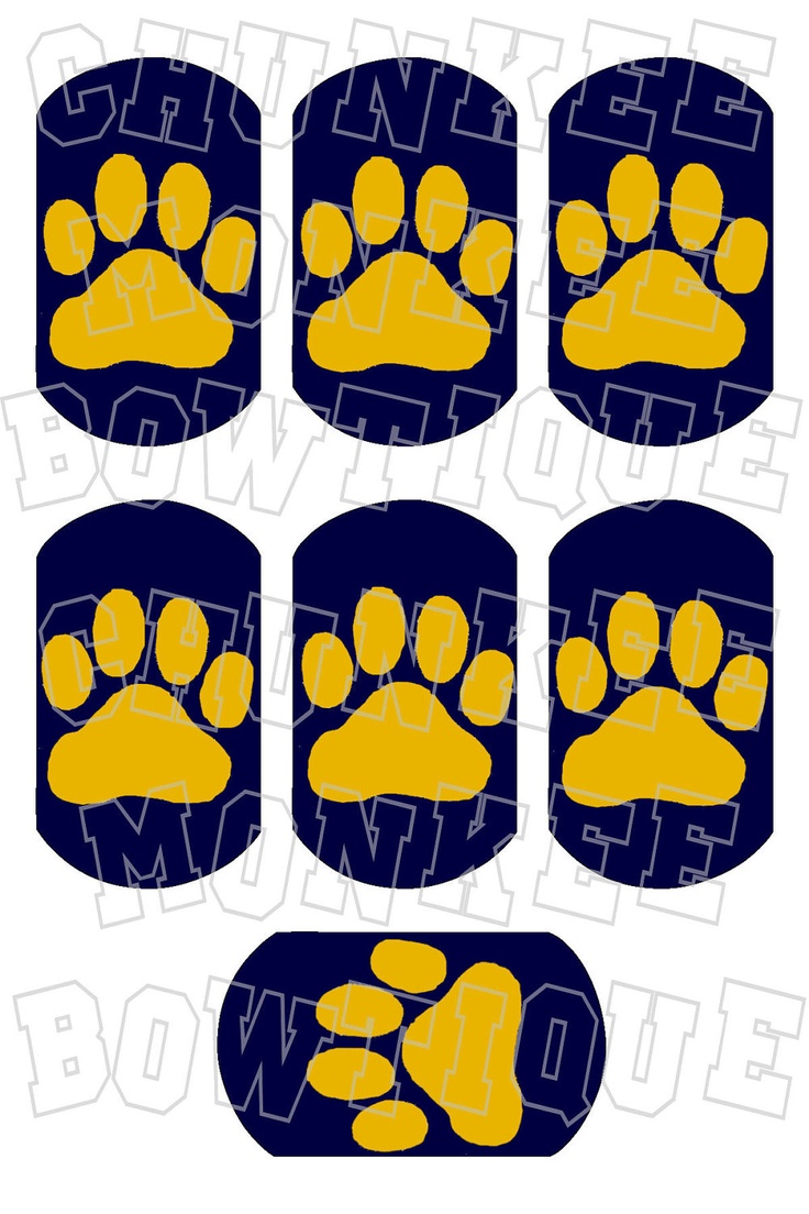 Navy Blue And Yellow Background Gold Pawprint On Dark