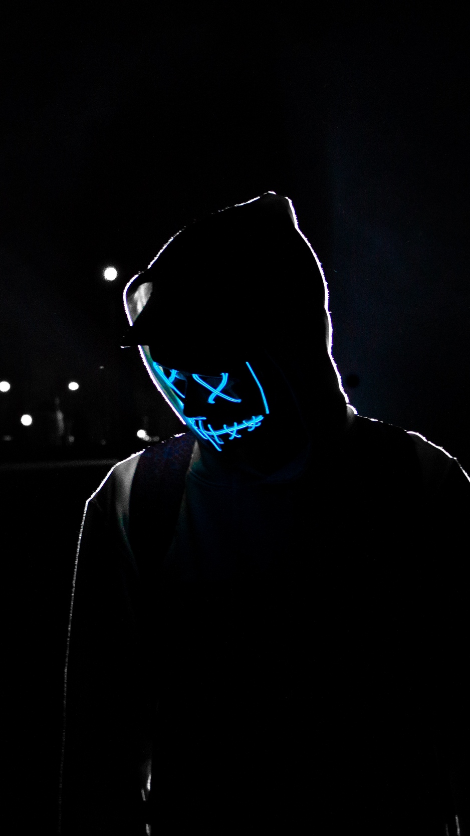 Wallpaper Man Hood Mask Neon Glow Iphone