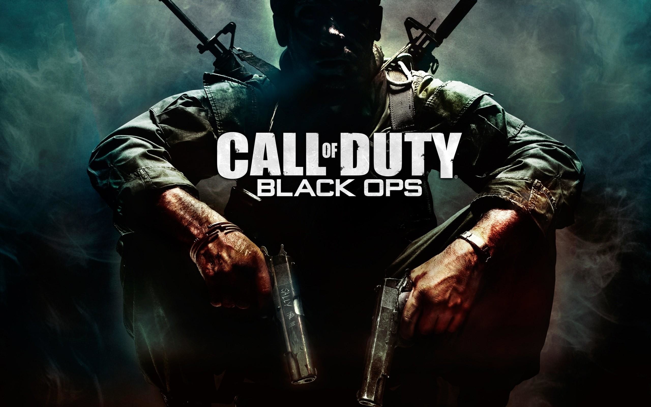 A soldier from Call of Duty: Black Ops, gripping pistols, shrouded in atmospheric smoke. This high-quality 4K wallpaper captures the gritty intensity of the game