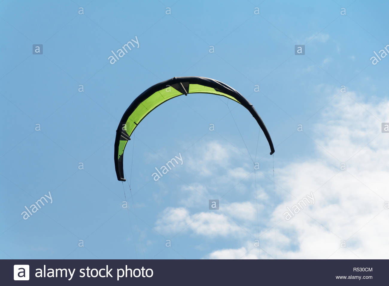 Kiteboarding Kite Close Up Blue Sky With Clouds In Background