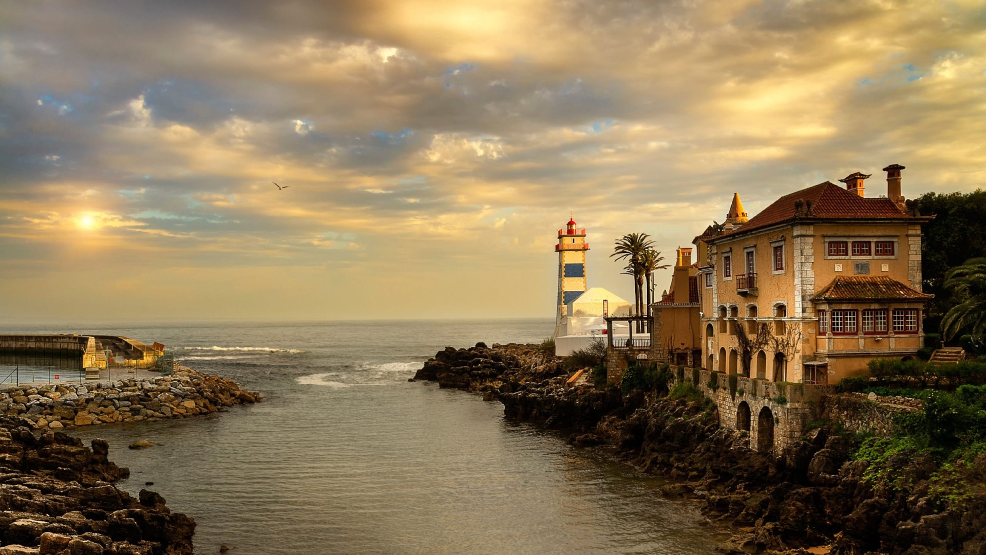 Santa Marta Lighthouse And Museum In Portugal HD Wallpaper