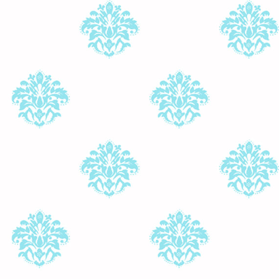 White With Blue Damask Spot Wallpaper Wall Sticker Outlet