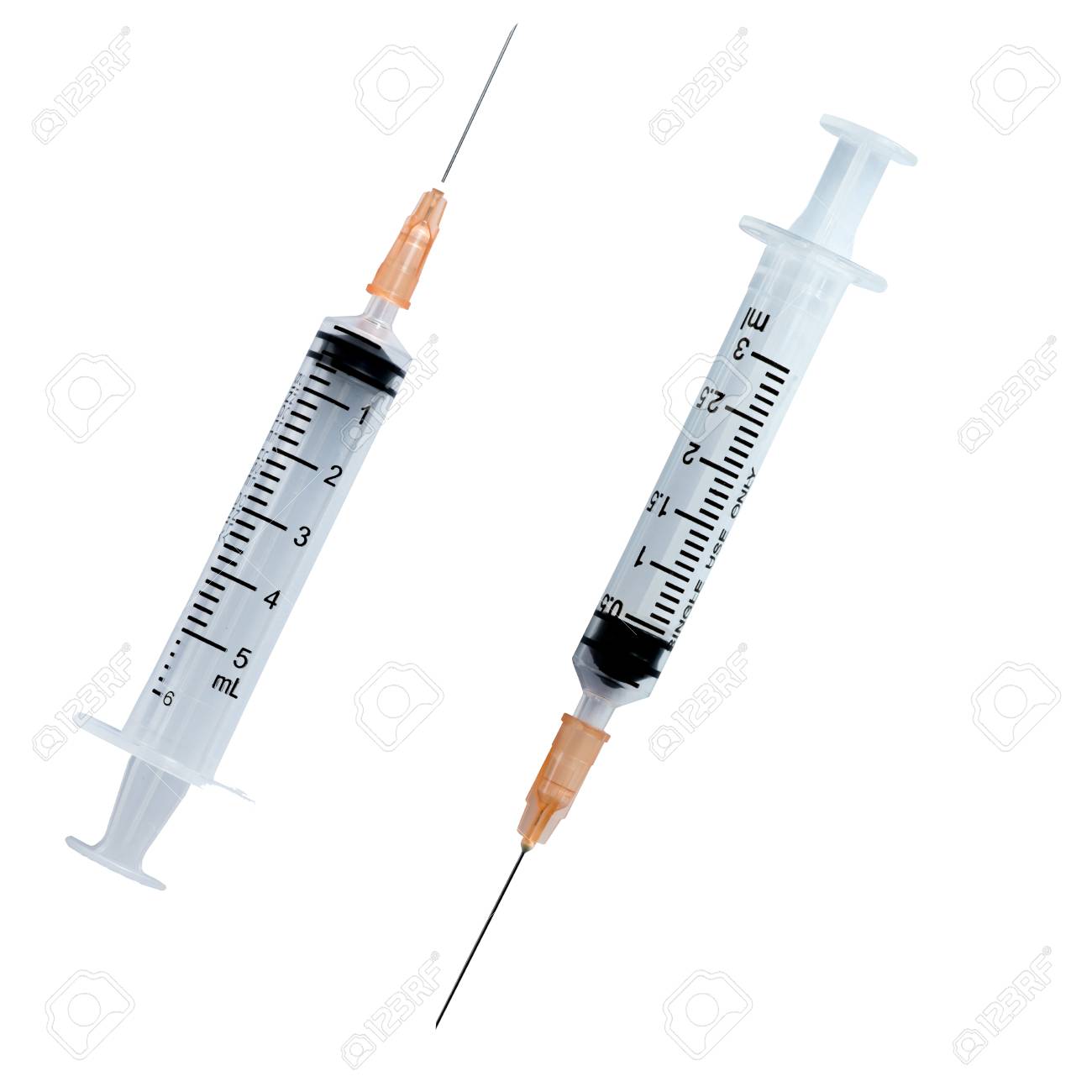 Hypodermic Needle Injection On White Background Stock