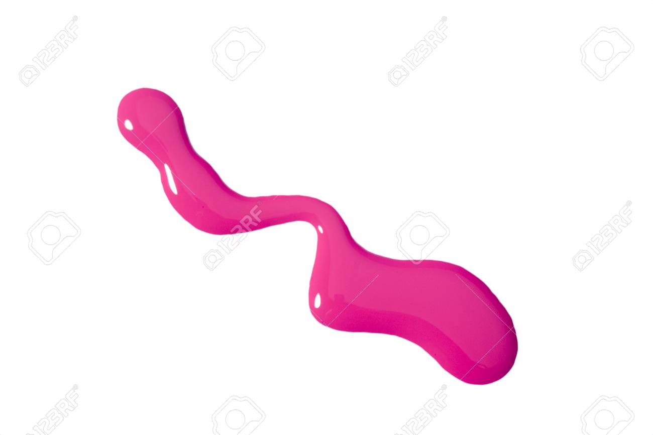 High Resolution Pink Nail Polish Spill On White Background Stock