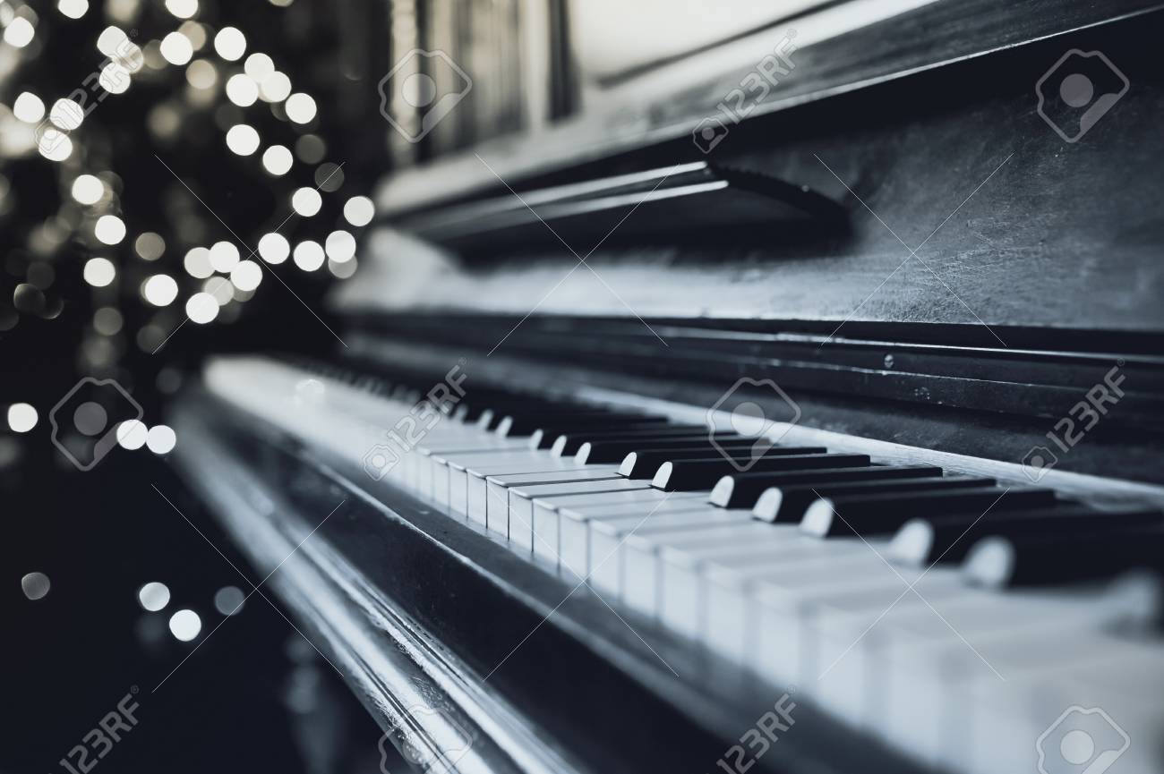 Old Vintage Piano Keyboard The Beautiful Background Blur Stock