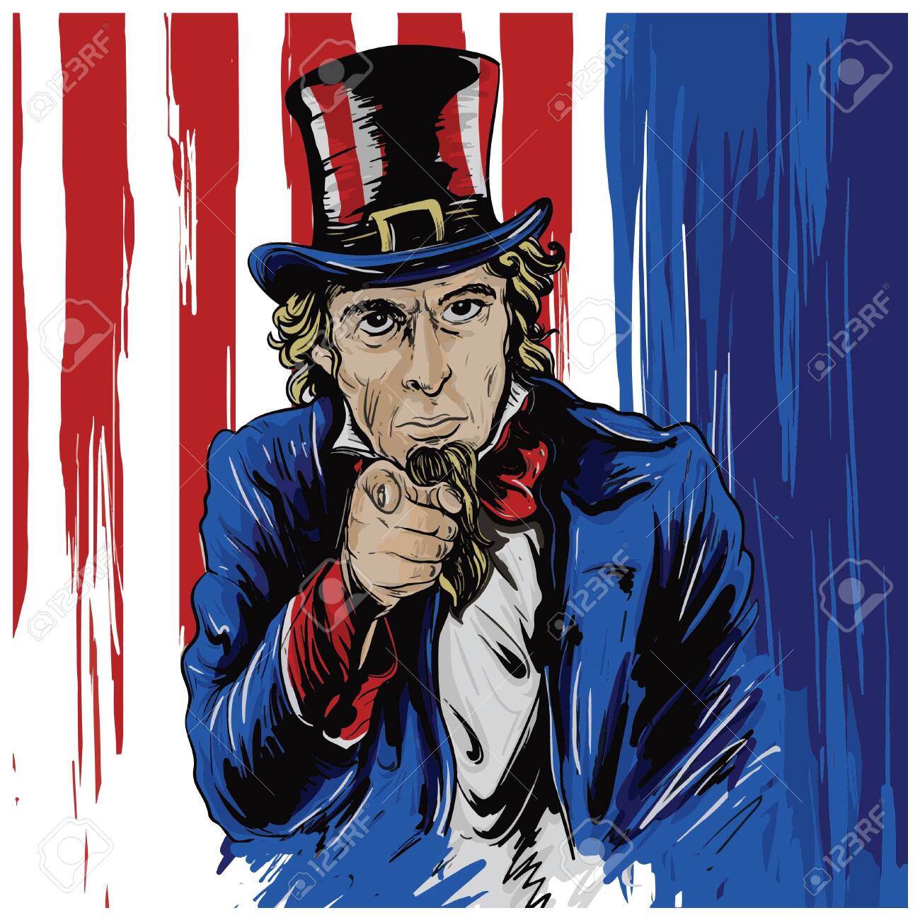 Painting Way Illustration Of Uncle Sam Character With The Usa
