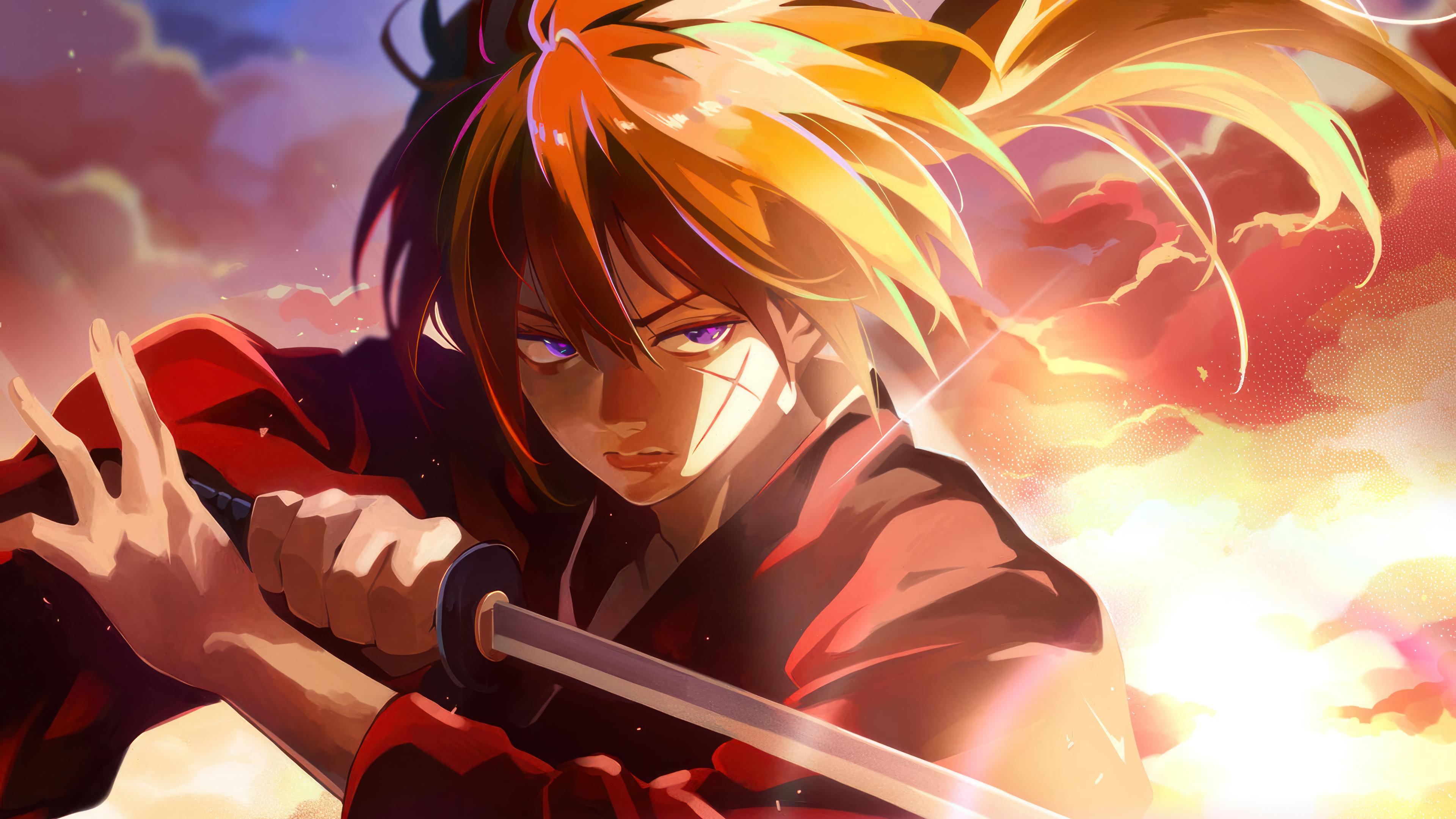 Kenshin Himura Katana Rurouni Kenshin Anime 4K Wallpaper iPhone HD