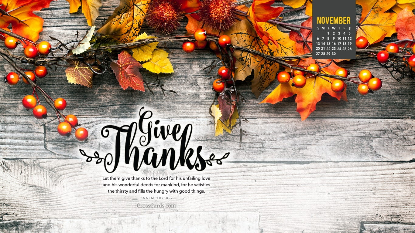 November Give Thanks Psalm Desktop Calendar