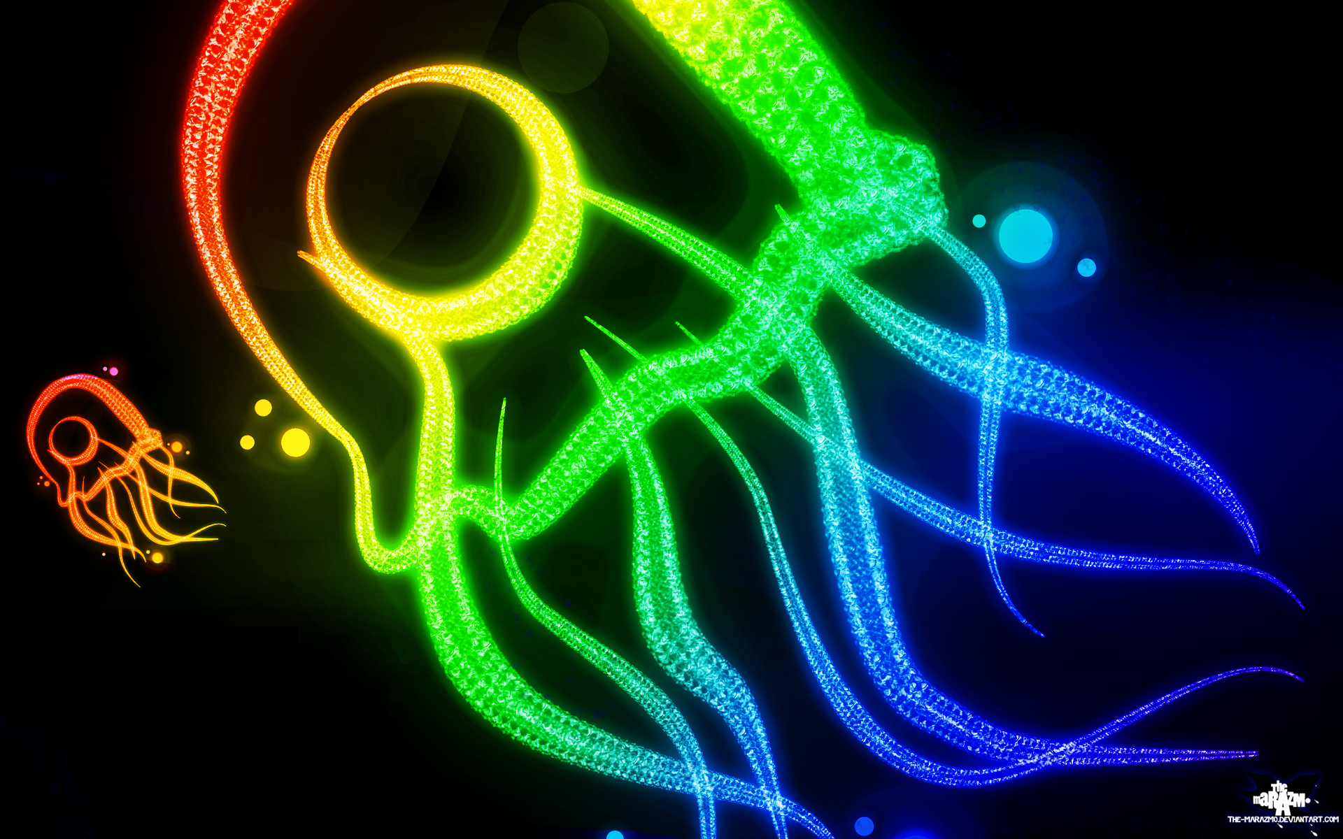 Neon Lamp Wallpaper Rainbows Jellyfish