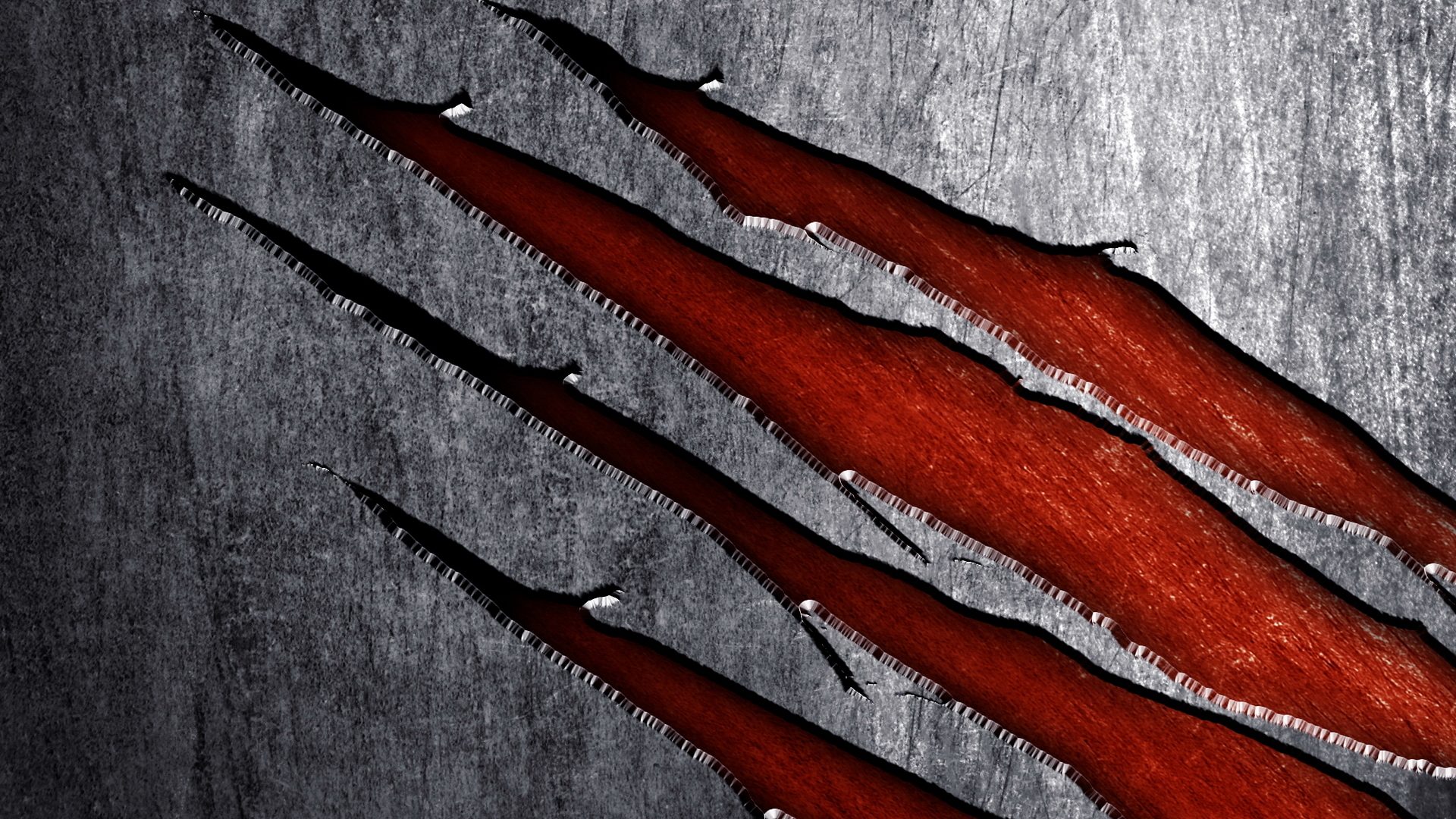 Scratched Metal 3d Art Gray Red
