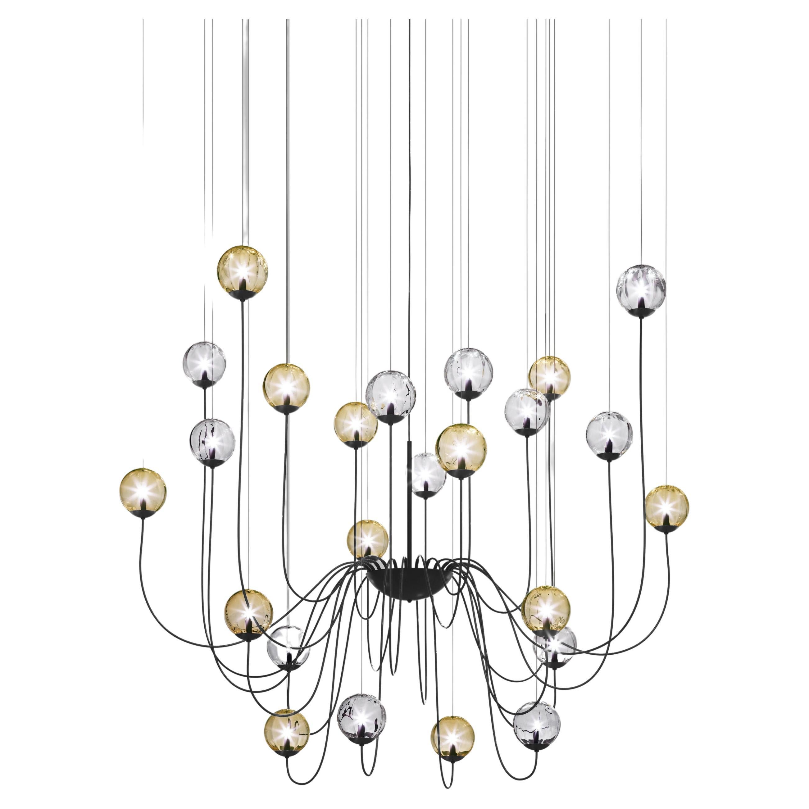 Vistosi Puppet Pendant Light 24p In Multicolor With Matt Black Frame Wallpaper