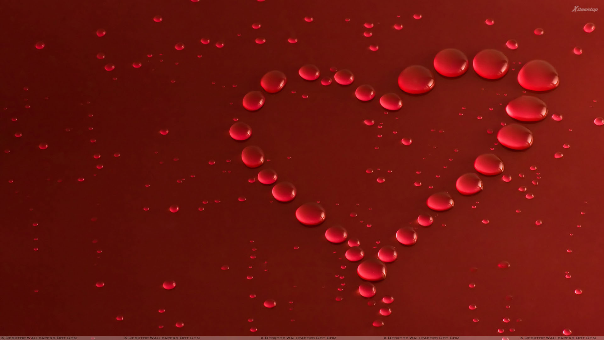 Red Water Drops Heart Wallpaper