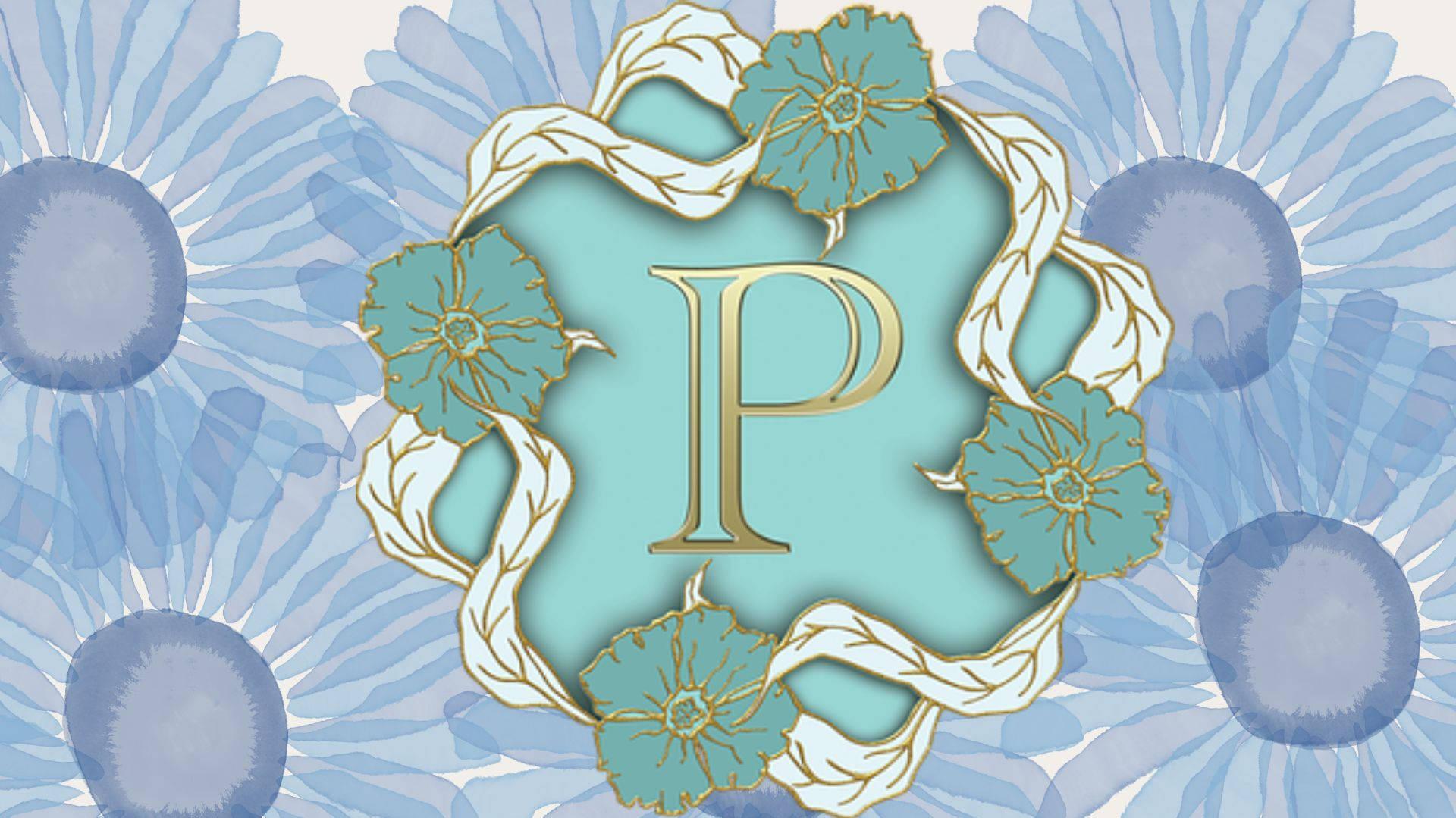 Download Blue Letter P And Daisies Wallpaper