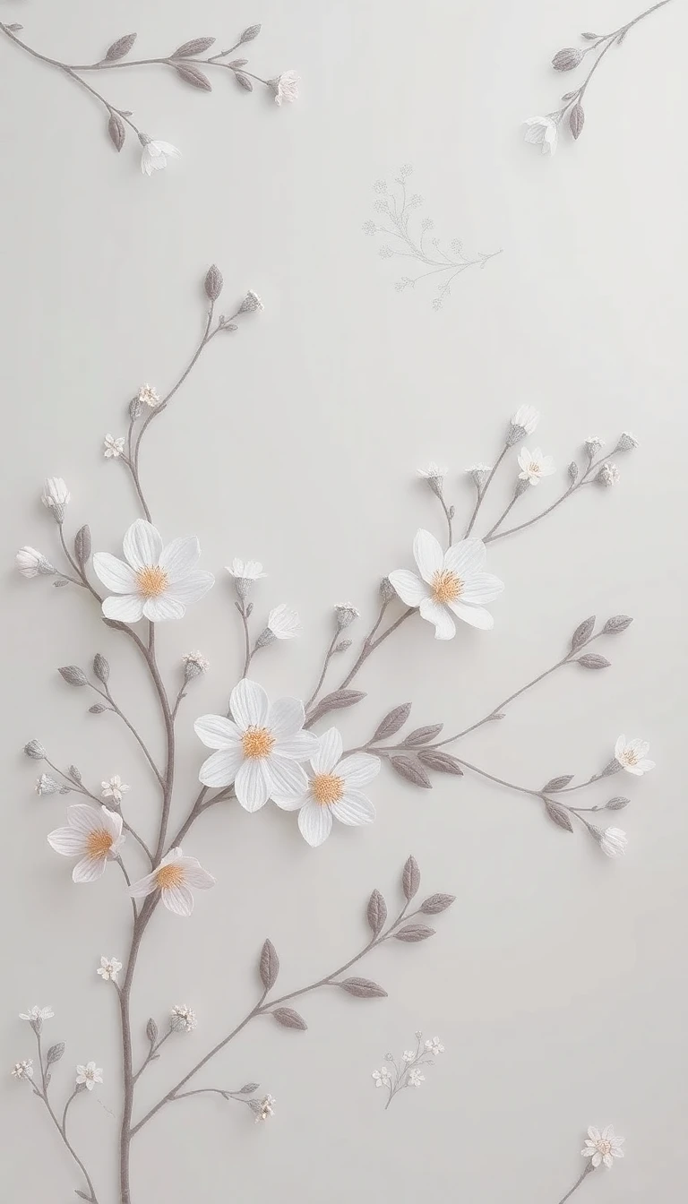 Grey Floral Wallpaper