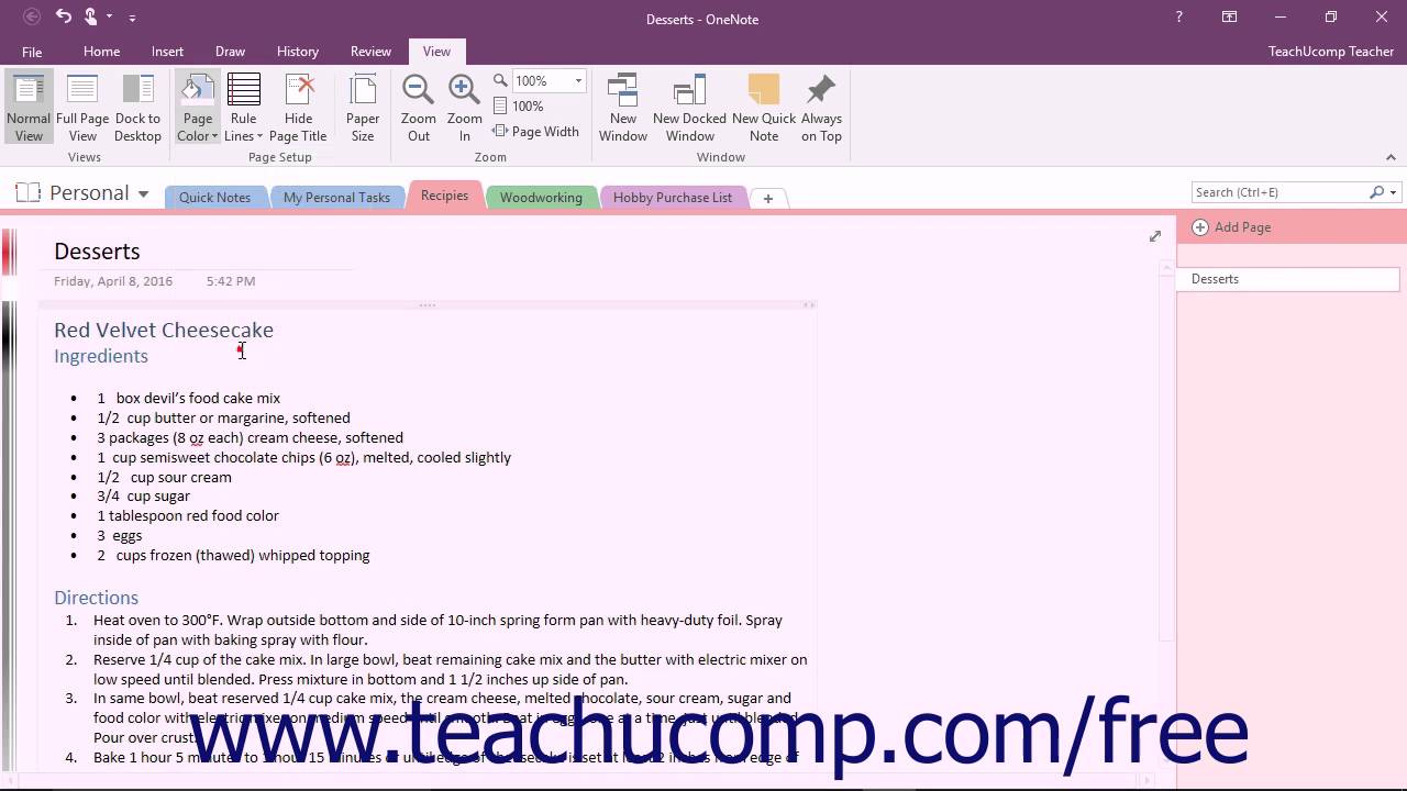 Format Background In Onenote Instructions
