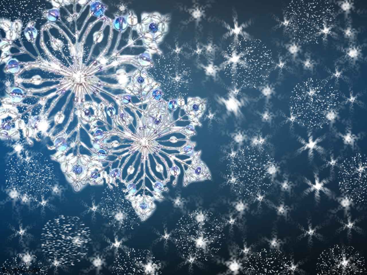 Snowy Winter Flakes Background by NightPriestess09 on