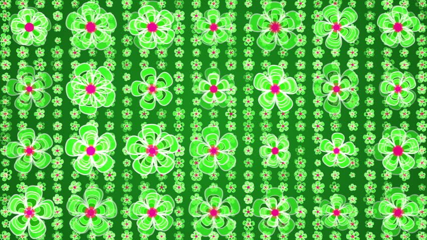 Rotating Flowers Background Green Puter Graphics HD Stock