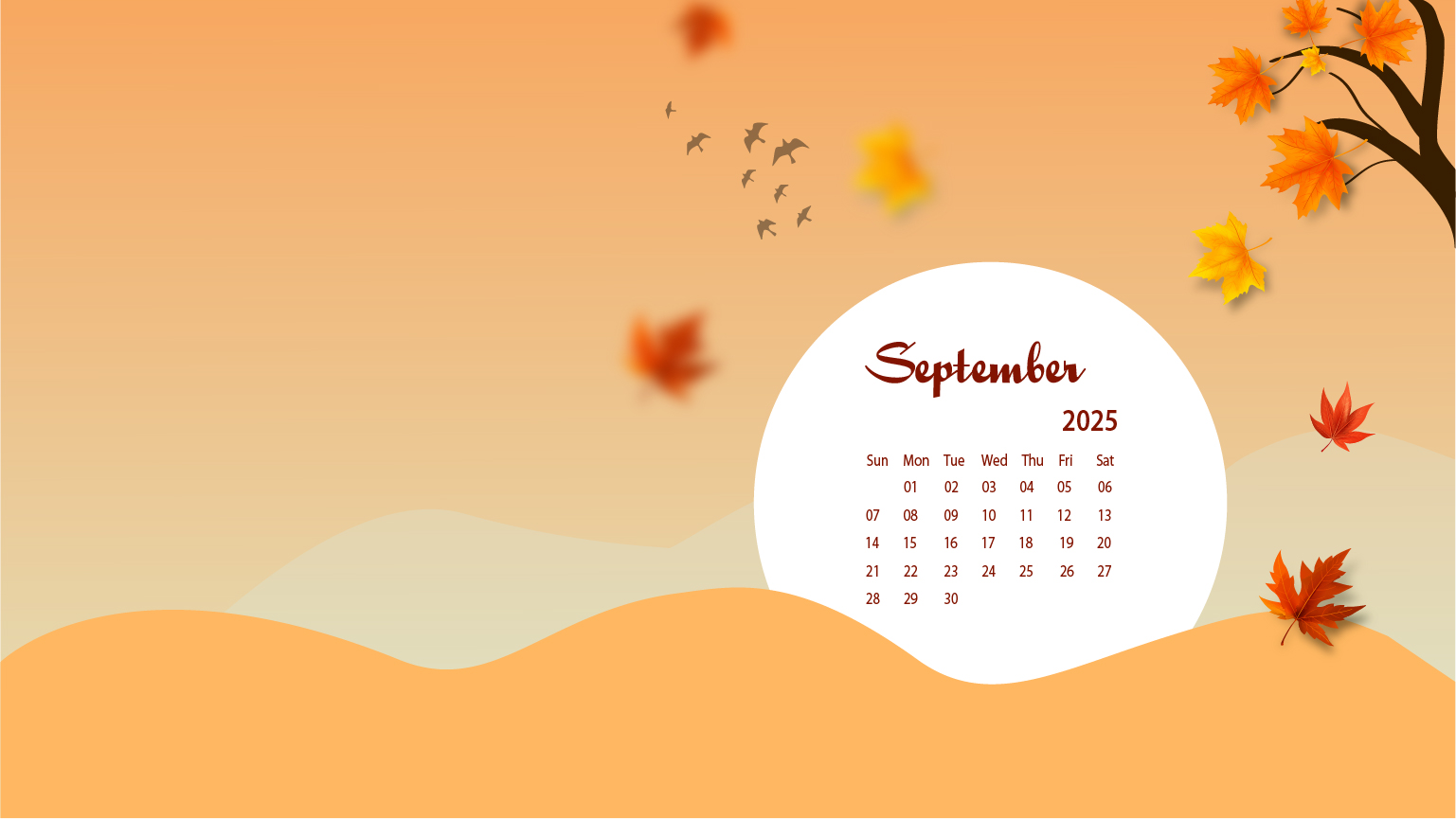 September Desktop Calendar Wallpaper August