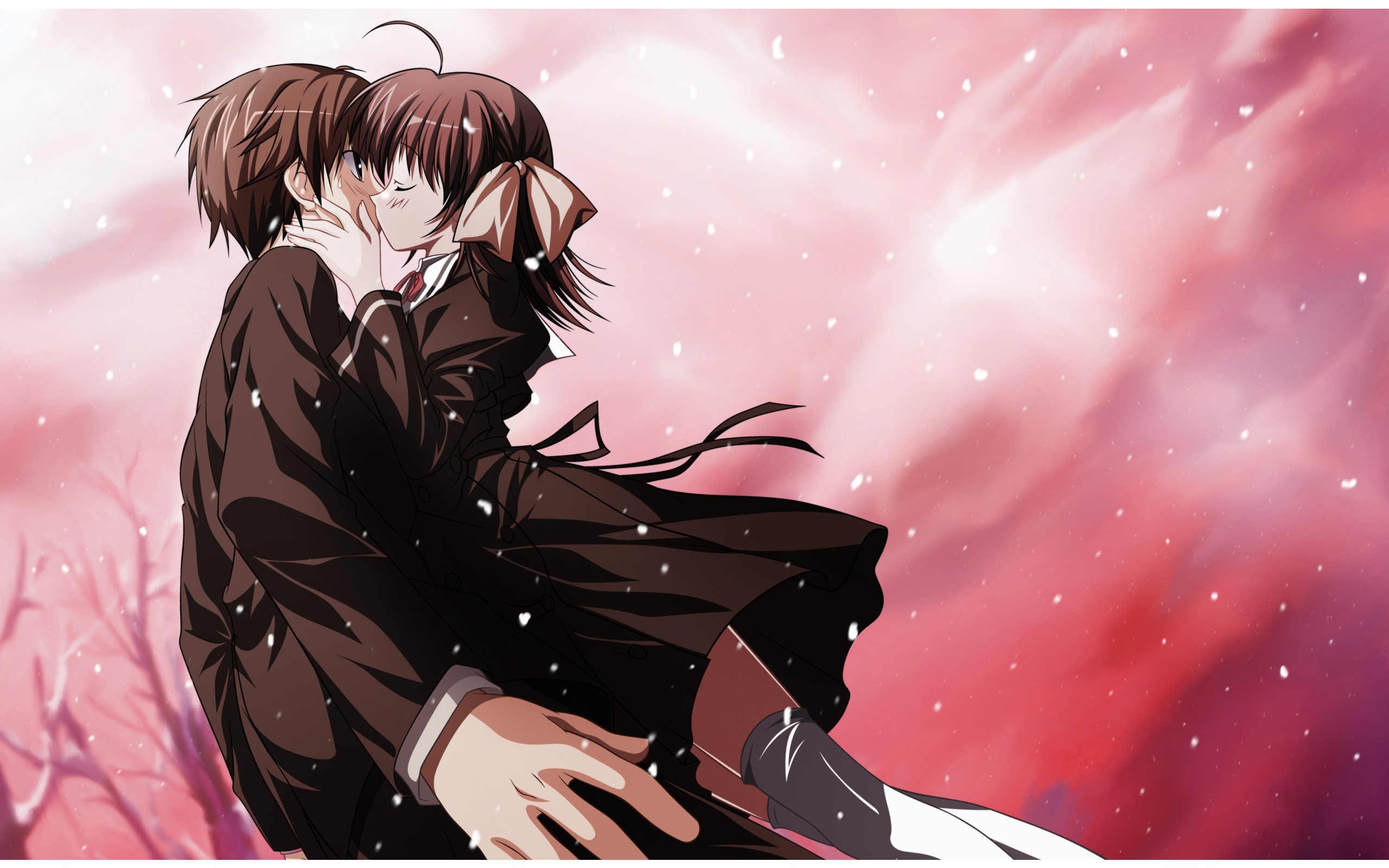 Download A Magical And Romantic Anime Couple Kiss Wallpaper  Wallpaperscom