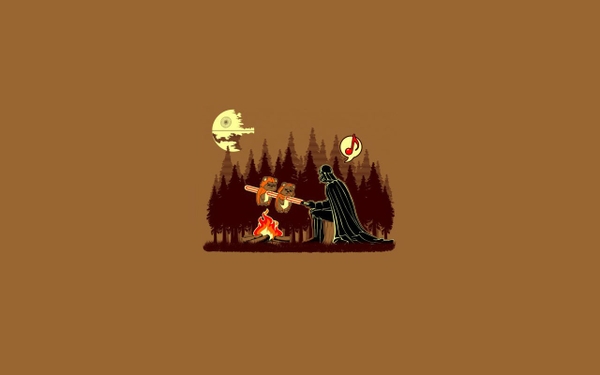 Darth Vader Woods Ewok Camping Simple Background Sw Wallpaper