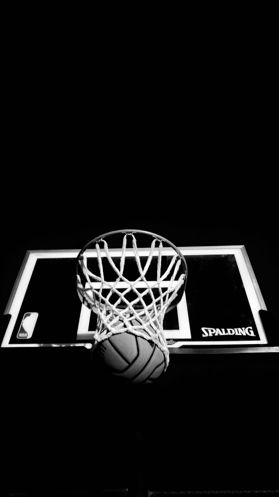 HD Wallpaper Grayscale Photography Of Spalding Basketball Hoop
