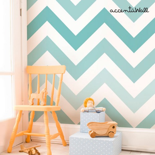 Chevron Teal Peel And Stick Fabric Wallpaper Repositionable