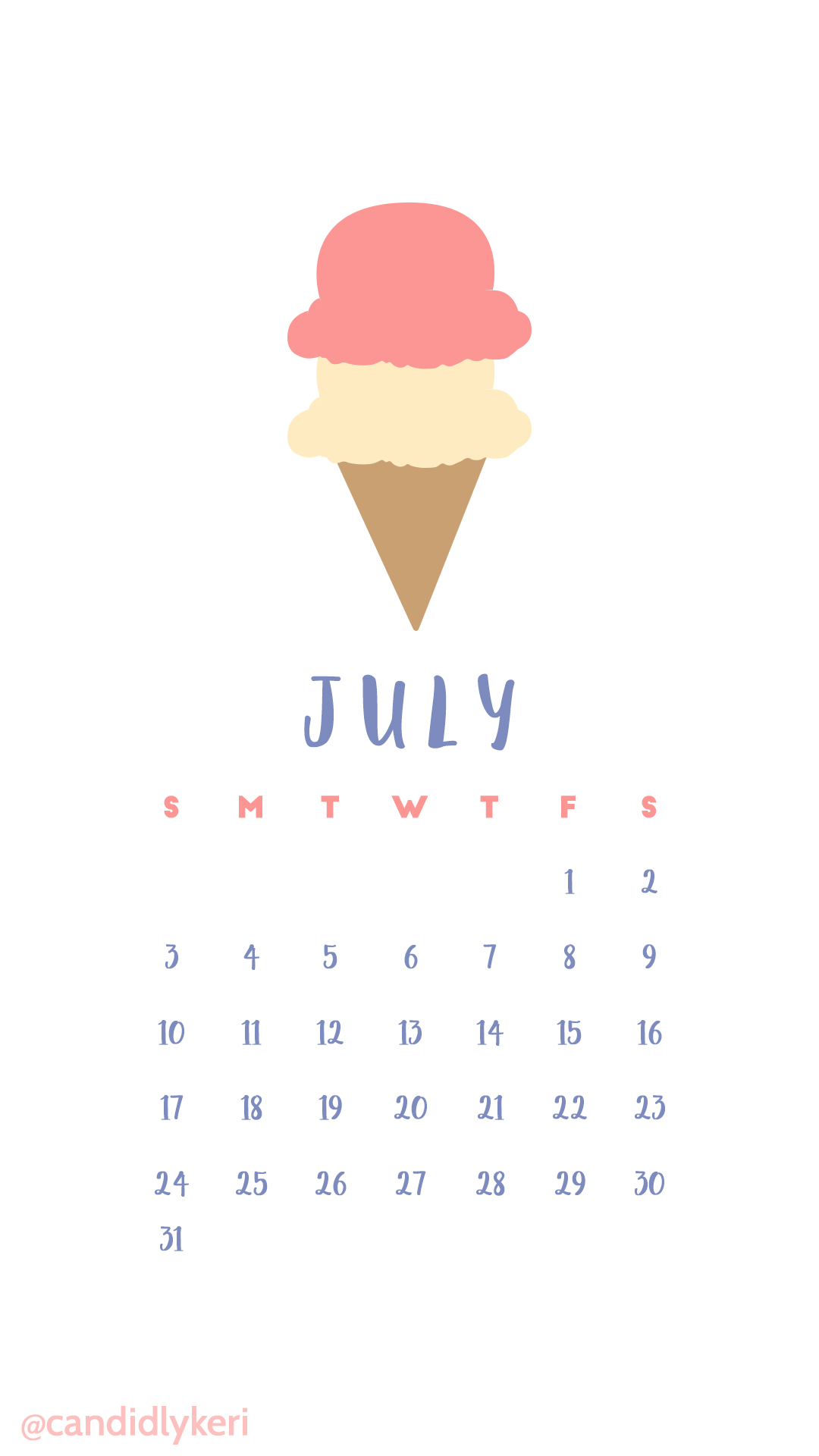 Free July Wallpaper With Calendar   52DazheW Gallery 1080x1920