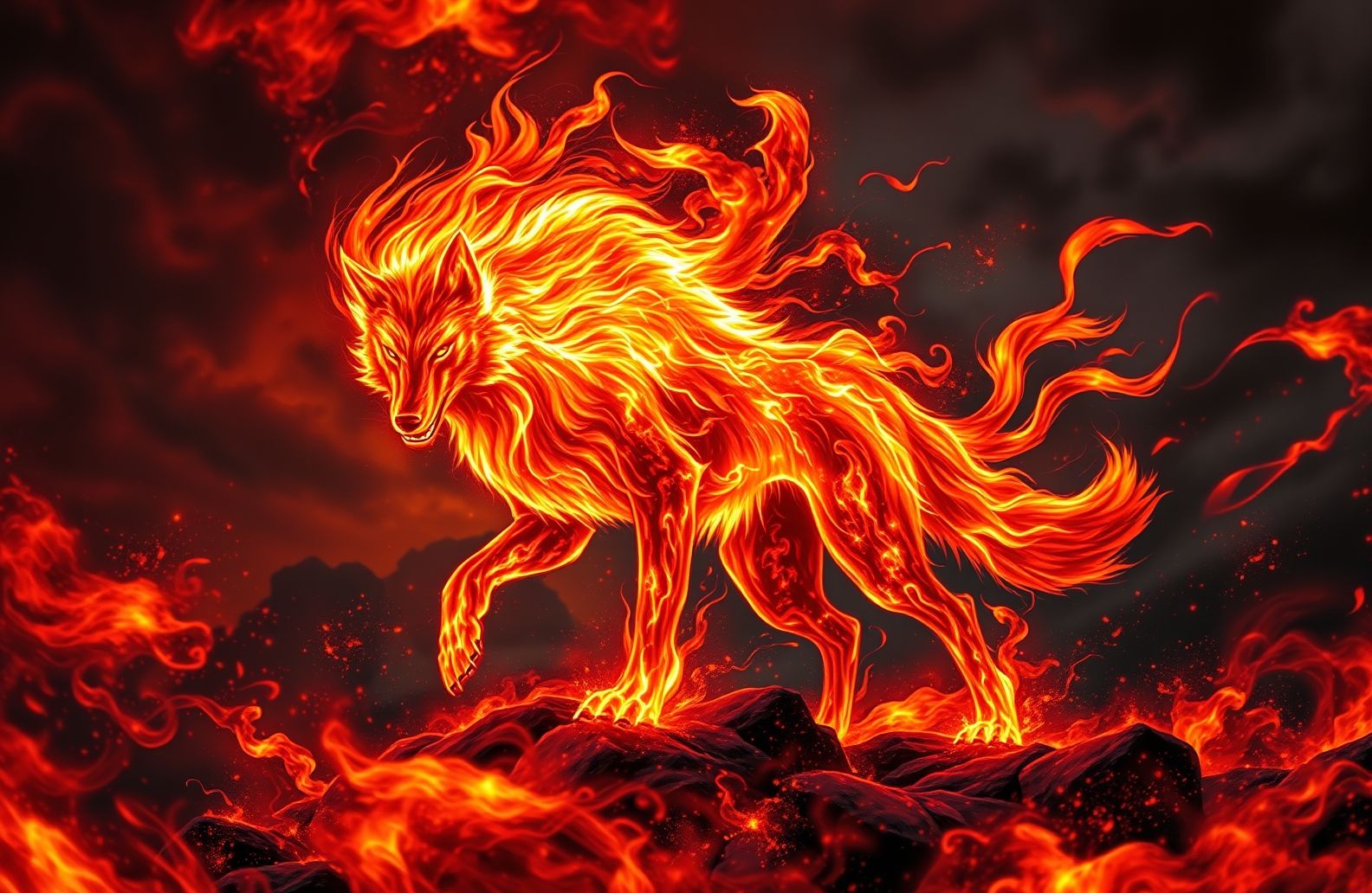 Fire Wolf Wallpaper